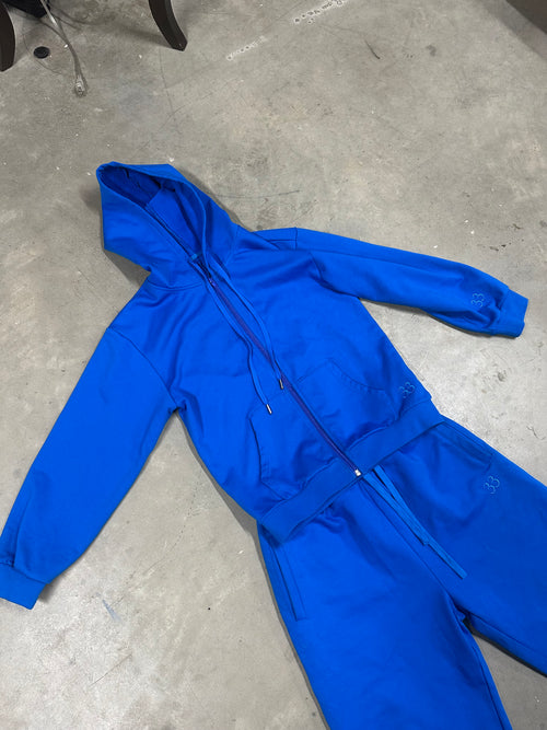 Blue French Terry Zip Up Hoodie